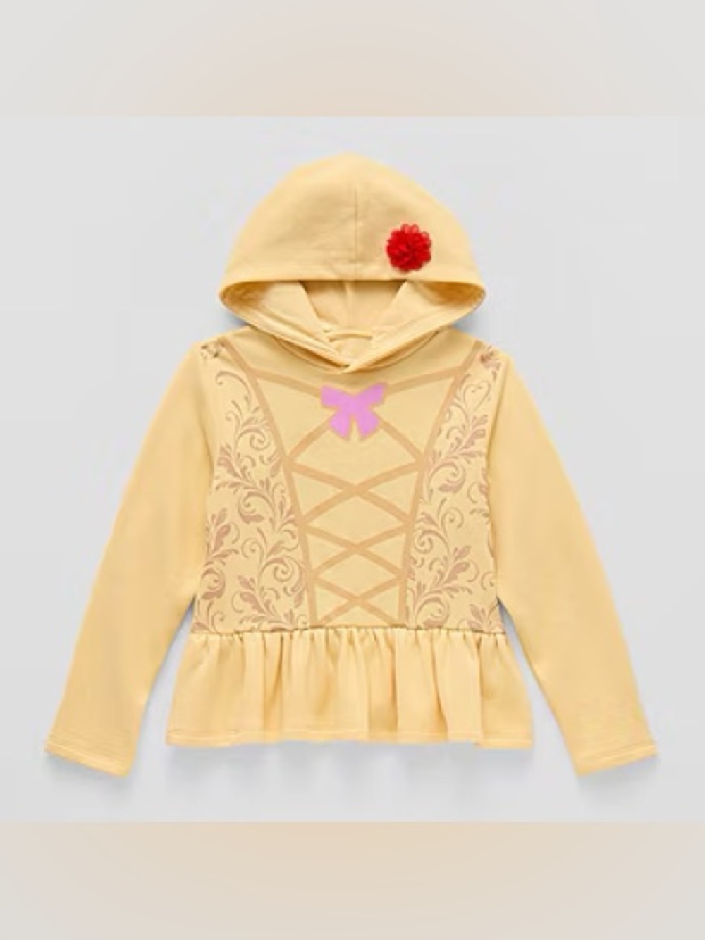 NEW Disney Princess Belle Peplum Fleece Hoodie Size Girls 5/6